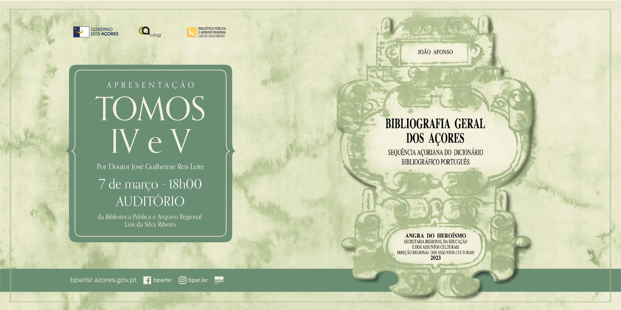 Apresentação | Tomos IV e V da Bibliografia Geral dos Açores